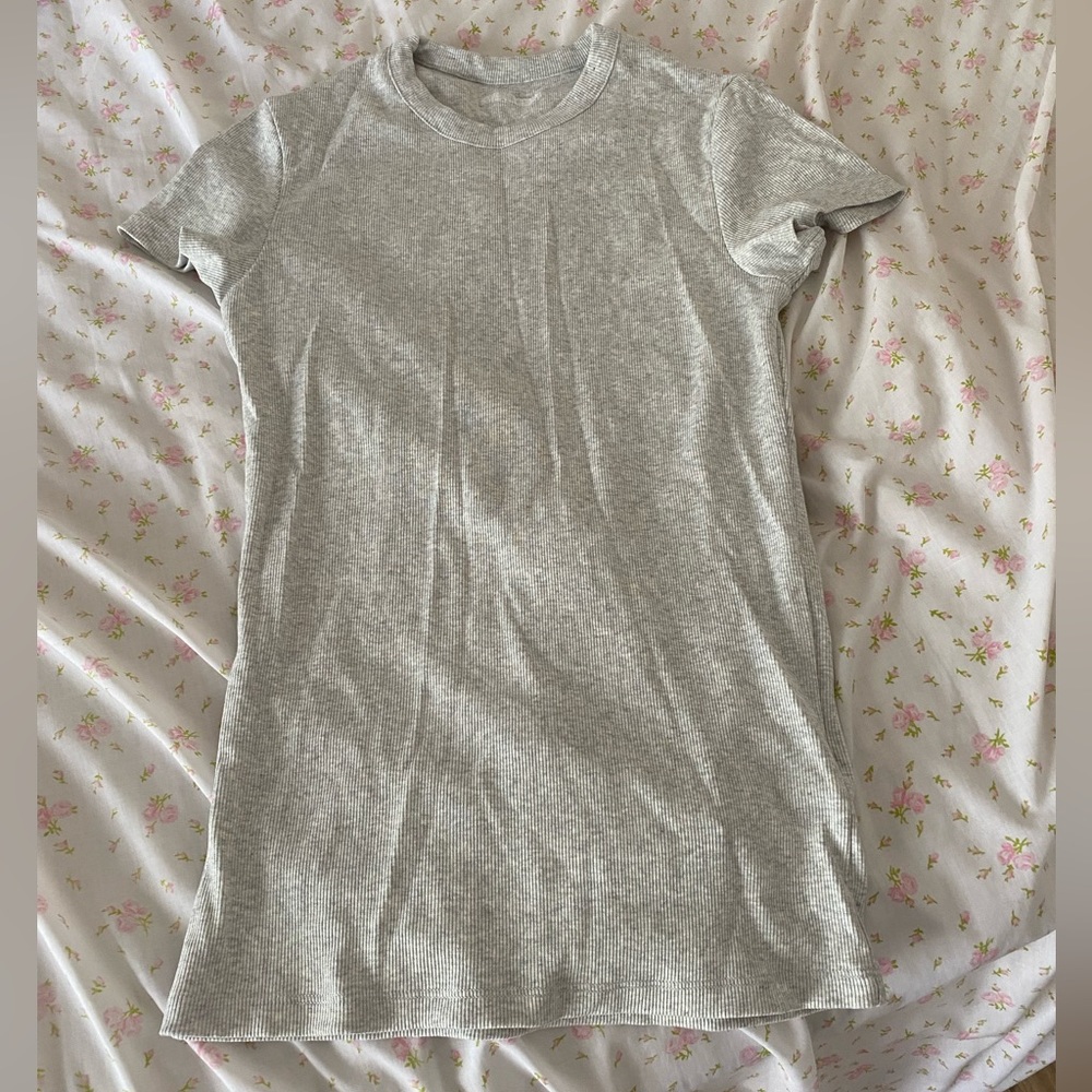 Djerf Avenue Daily T-shirt Ribbed Grey Melange